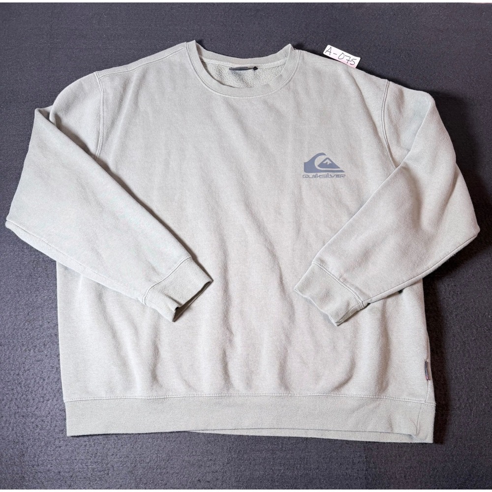 Quiksilver Mens XL Sage Green Crewneck Sweatshirt Fleece Pullover Logo Skate